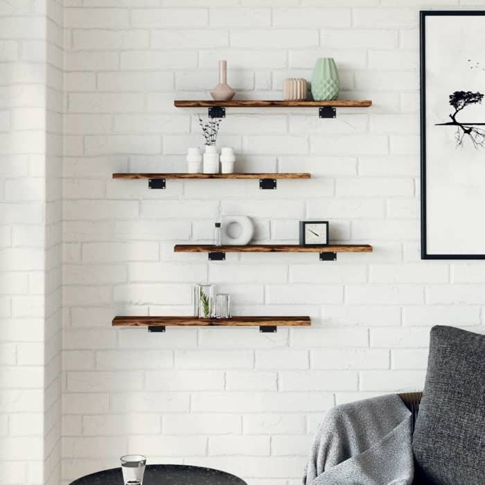 VidaXL Étagères Murales 4 pcs, Tablettes Suspendues avec Rangement, Étagères à Livres Flottantes, Décorations de Salon, 838225