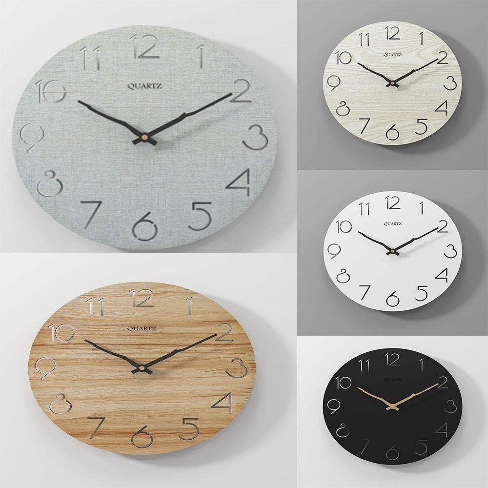 Silent Movement Wooden Wall Clock Round Shape Silent Wall Clock Hanging Wall Clock  Living Room