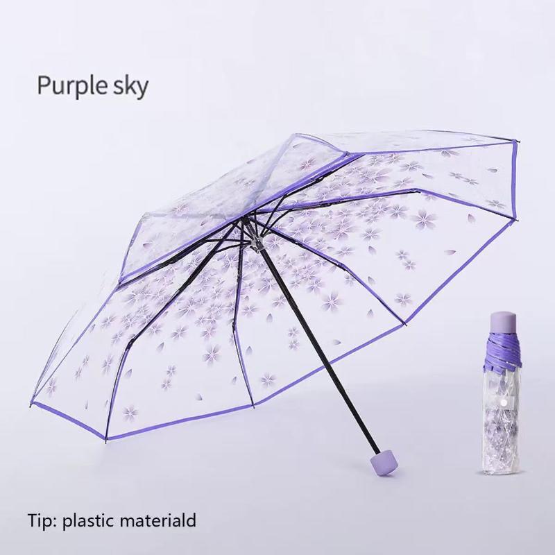 1Pcs 8-Bone Transparent Umbrella Automatic Folding Transparent Umbrella Fully Automatic Transparent Three-Fold Umbrella