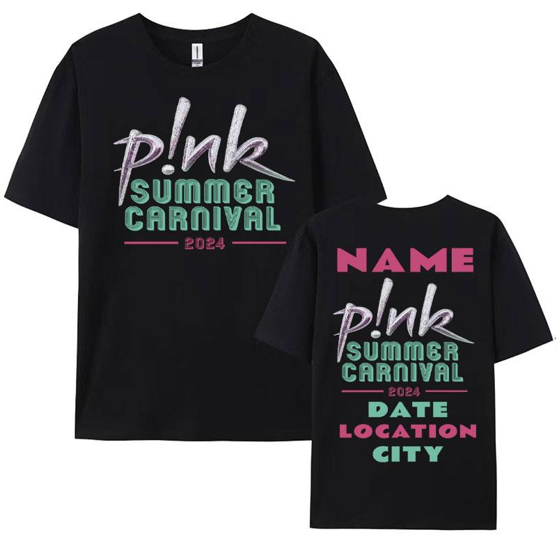Pnk Pink Singer Summer Carnival 2024 Festival WORLD Tour Tee Shirt Womens Men Clothing Aesthetics Oversized Tshirt Streetwear