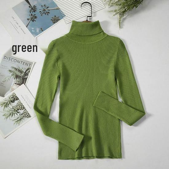 2025 Autumn/Winter Women's High Neck Pullover Sweater, Long Sleeve, Slim Fit, Solid Color Knitwear