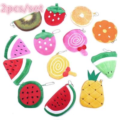Kawaii Fruits Plush Coin Purse Children Zip Small Change Purse Wallet Women Pouch Money Bag Girl Min