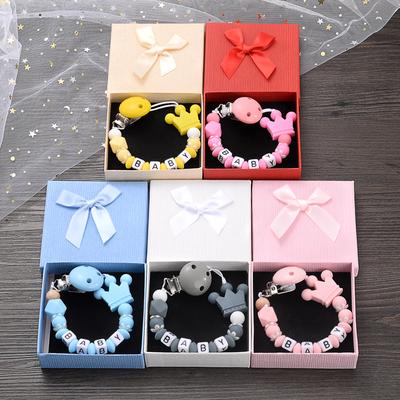 Doos Gepersonaliseerde Naam Baby Speenclips Siliconen Kralen Speen Kettingen DIY Borstvoeding Speelgoed Anti-Val Speenhouder Ketting