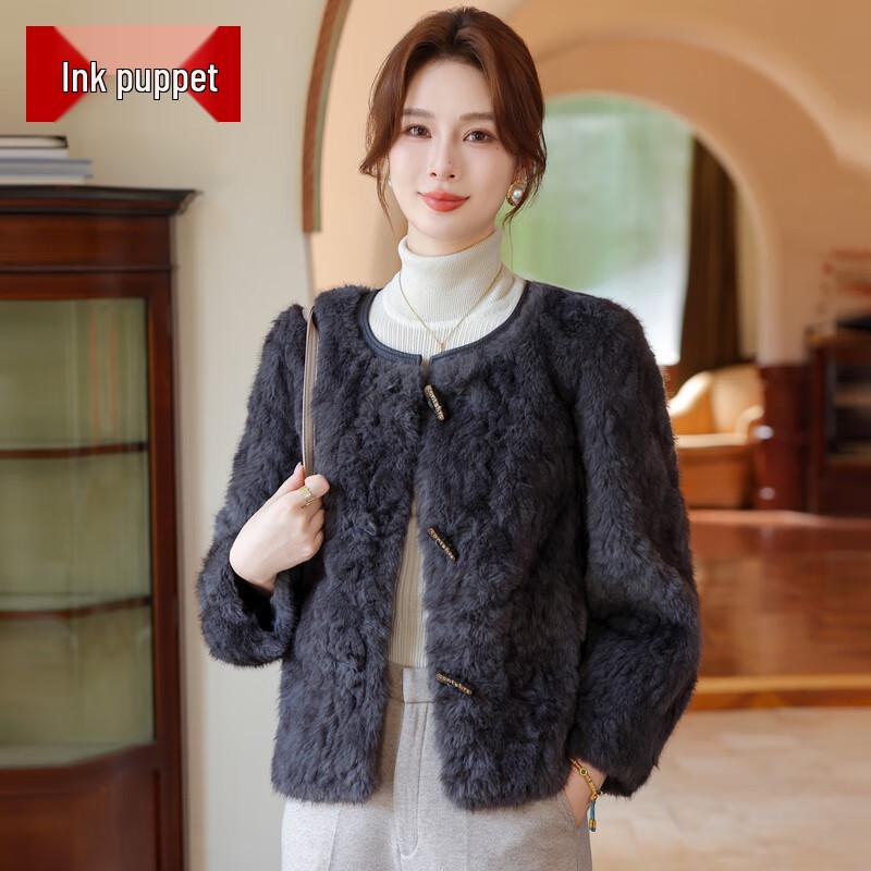 Mo'ou Women's Autumn/Winter Solid Color Loose Round Neck Jacket