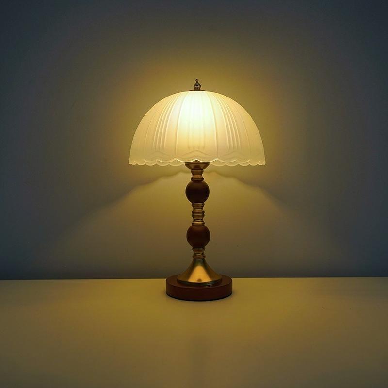 

1Pc Solid Wood Nordic Table Lamp Bedside Light Luxury High-end Bedroom Decoration Table Lamp Retro Glass Creative Night Lamp