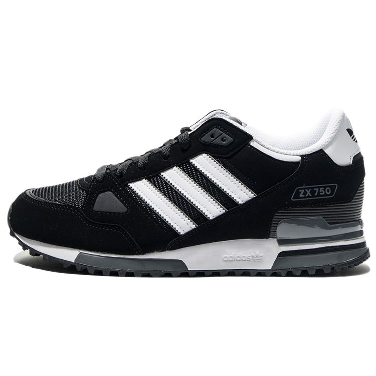 Adidas Originals ZX 750 Fabric Comfortable Versatile Durable Low-Top Lifestyle Casual Shoes Unisex Casual Shoes Black White BB6843
