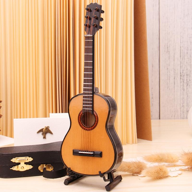 Miniature Guitar with Stand & Storage for Case Replica Ornament Bass Guitar Replica Mini Model Dollhouse Decoration Kid
