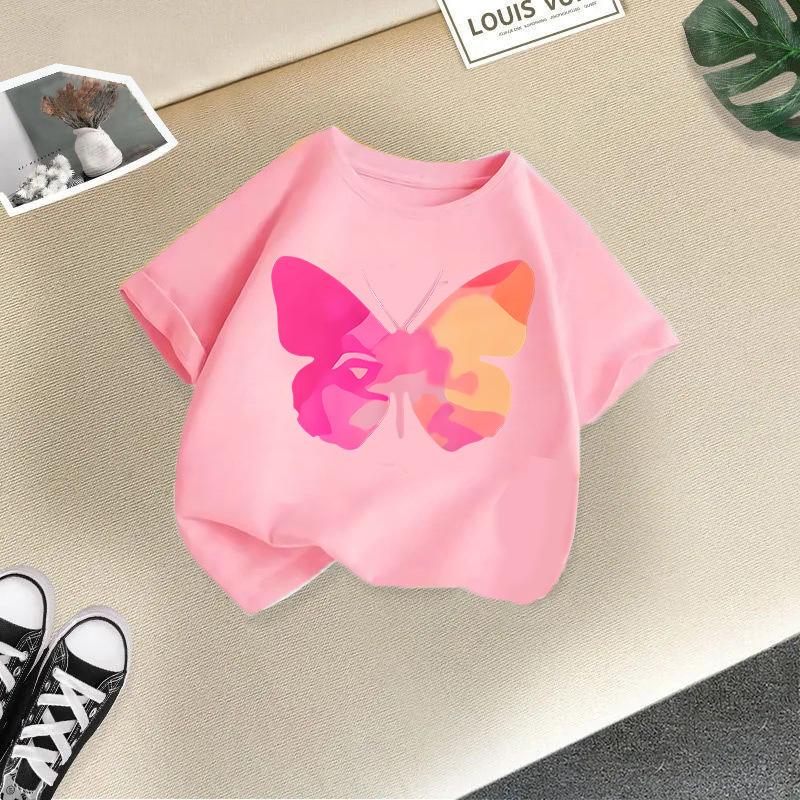 Girls shortsleeved tshirt new summer crew neck top girls foreign summer clothing childrens halfsleeved childrens clothing