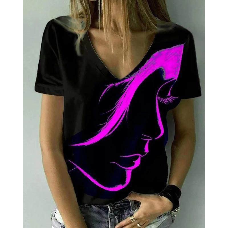 JPNTKY Women's Fashion Casual Short Sleeve V-Neck Blouses & Shirts