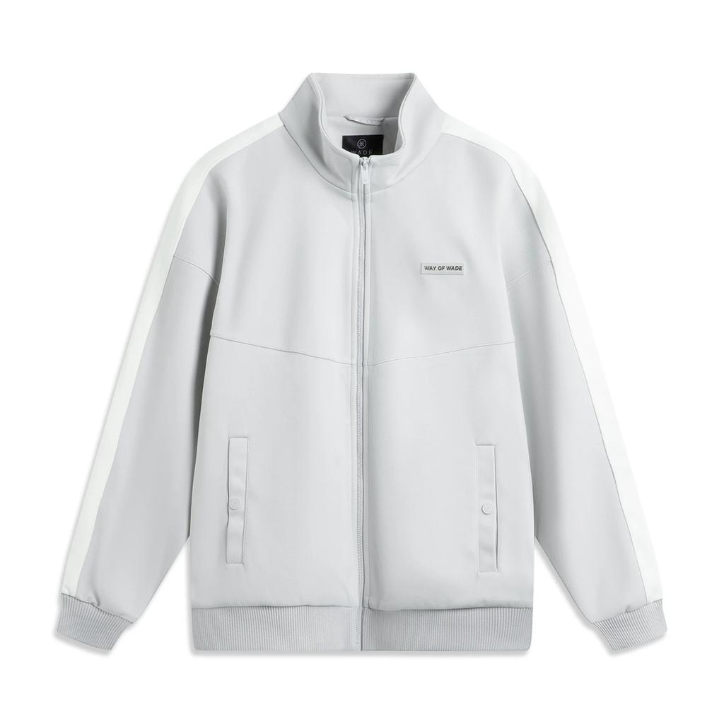 Li-Ning Wade Series Color Block Zipper Stand Collar Versatile Loose Jacket Men Jackets Light-Gray AFDV525-2