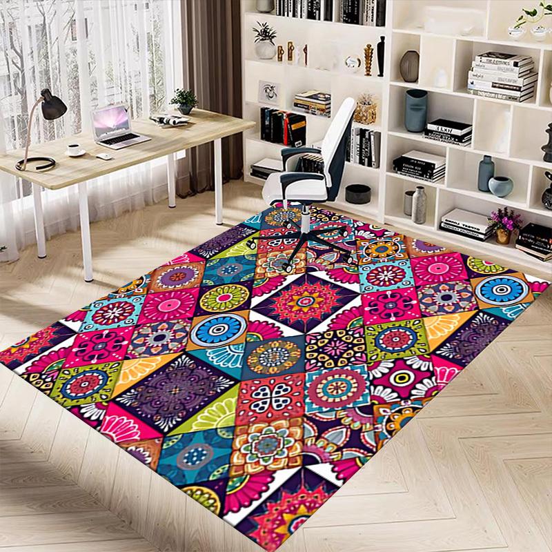 1PC Mandala Patterns Non-Slip Floor Carpet Compatible for Office&Living Room&Bedroom&Dining room - Flat- Soft & Pattern, Vibrant Colors-W261