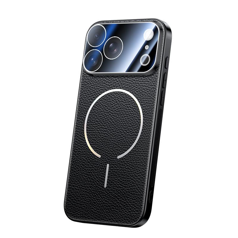 Applicable To Apple 17ProMax Light and Thin Magnetic Lychee Pattern Apple 17Air with Lens Film Non-slip Edge Mobile Phone Case