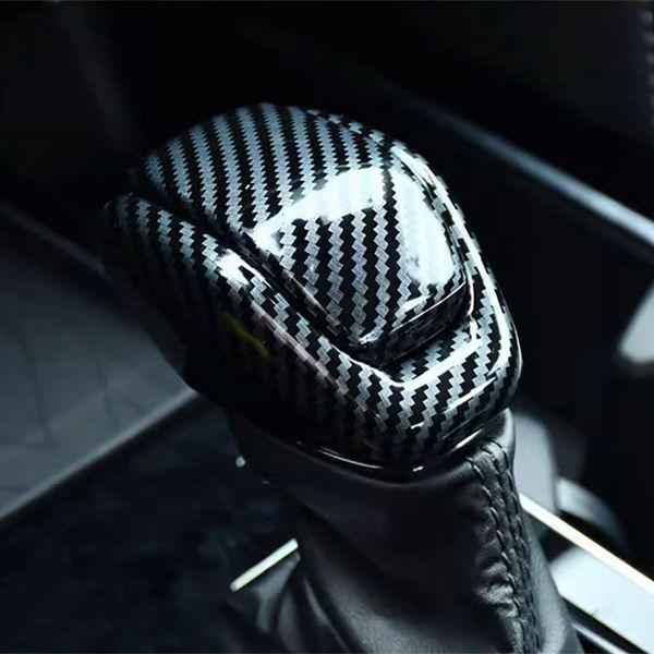Carbon Fiber Pattern ABS Gear Shift Knob Cover: Full Coverage Interior Accessory Set