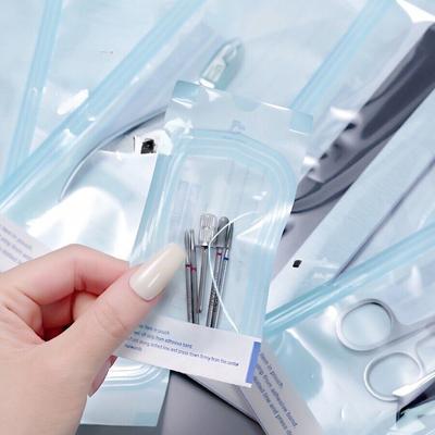 20Pcs Self-Sealing Sterilization Pouches, Color Changing Indicator, for Nail Art Tools, Nipper Scissors, Tweezers