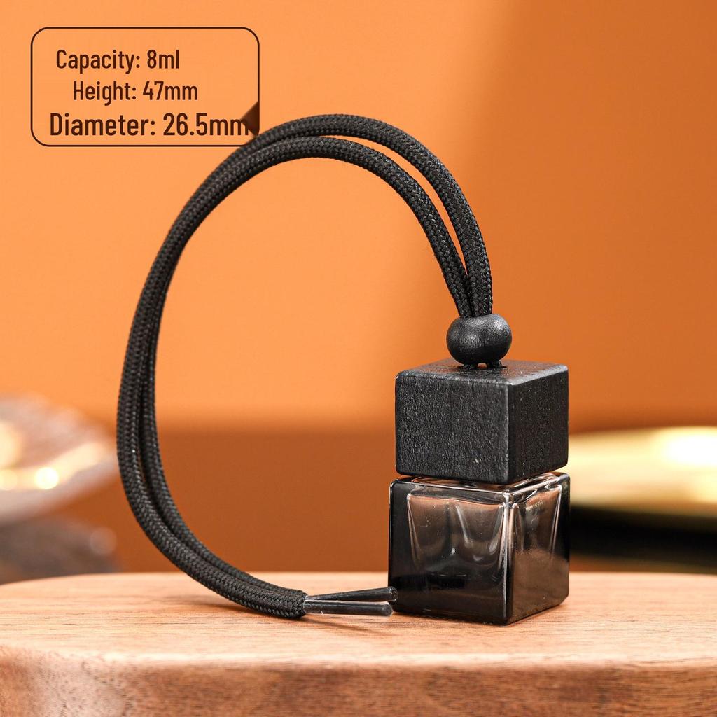 In Stock 8ml Square Car Aromatherapy Bottle - Transparent Glass Pendant Diffuser