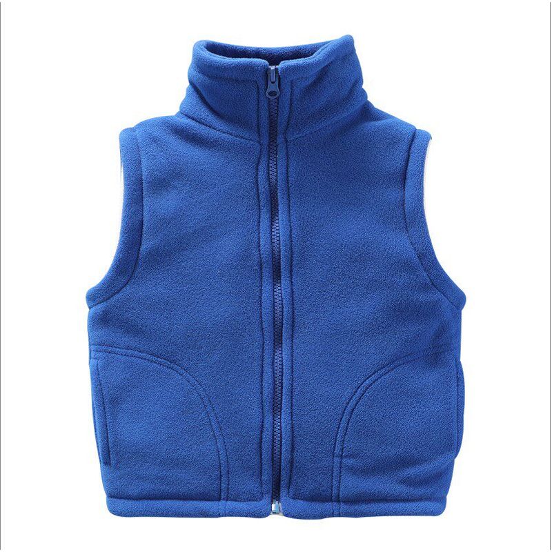 Spring and Autumn New Arrival Children Boys and Girls Pure Color Cardigan Simple Warm Polar Fleece Waistcoat
