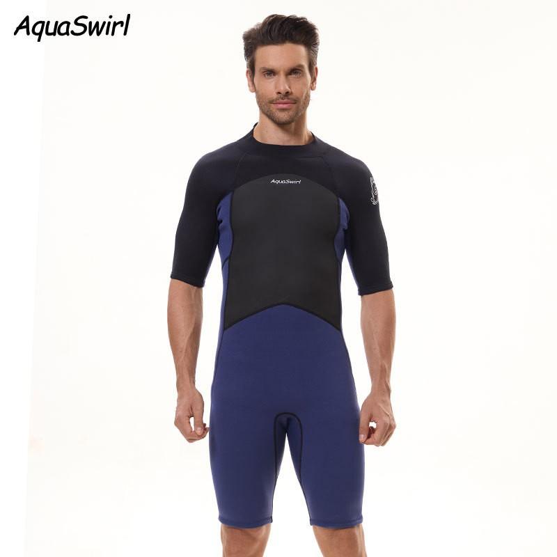 Mens Short Sleeve Wetsuit Snorkeling Surfing Swimming Quick Dry Neoprene Rash Guard Fall Winter