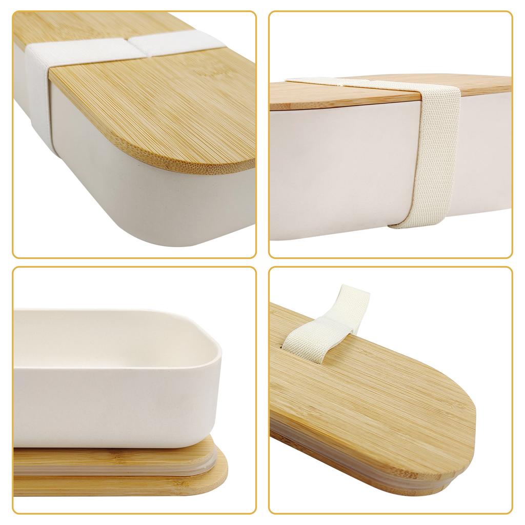 Umweltfreundliche ovale Lunchbox aus Bambusfaser mit Bambusdeckel, biologisch abbaubare Bento-Box für Büroangestellte, wiederverwendbarer Lebensmittelbehälter