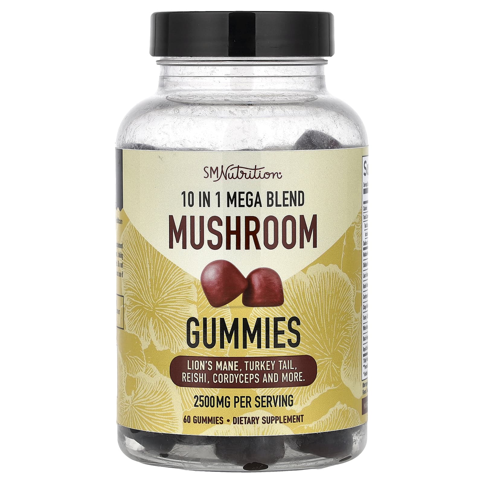 

SMNutrition, 10-in-1 Mixed Mushroom Gummies, Raspberry Flavor, 60 Gummies