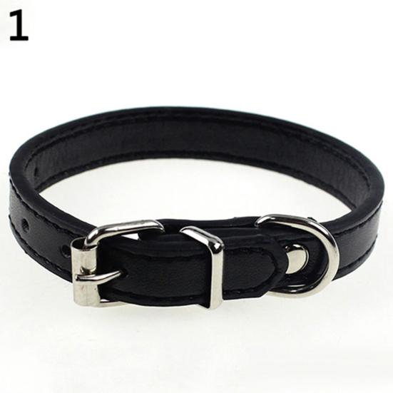 Fashion Adjustable Faux Leather Solid Color Dog Cat Puppy Neck Strap Pet Collar