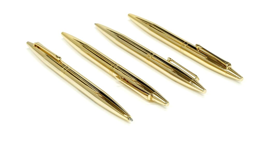 barrel Elegant Gold Twist Ballpoint Premium All-brass Pen, Boxed, K7-DS2-2, 2-Pack