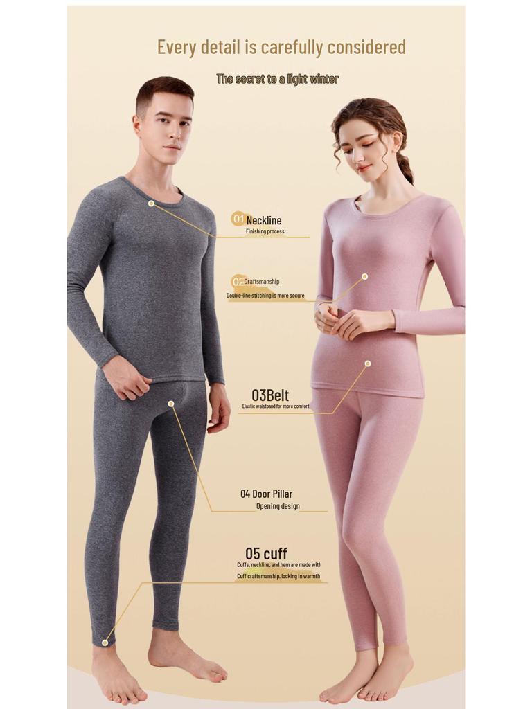 Mink Velvet Cashmere Silk Thermal Underwear Set for Men & Women - Autumn/Winter