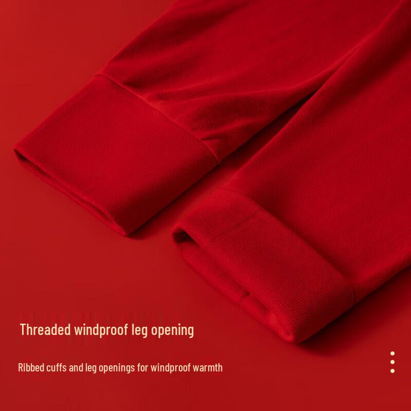 Lonsa Men's Red 100% Cotton Thermal Long Johns