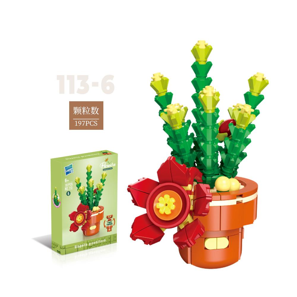 Flower Potted Plant Succulents Building Blocks Ornaments Models Home Decoration Flower Bouquet MOC Bricks Assembly Toy Kids Gift