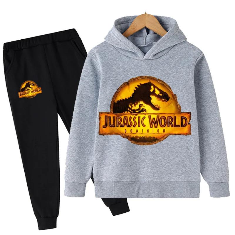 Jurassic World  Fashion Pullovers Clothes Children Dinosaur Hoodies Pants Set Boys Girls Dominion Sweatshirts Hooded Suit