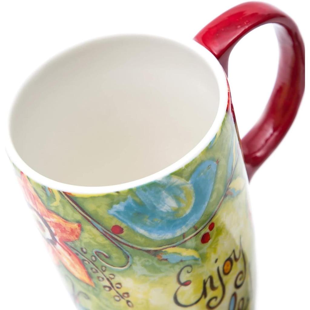 Tall Ceramic Travel Mugs 17 Oz. Sealed Lid With Color Box and Handle Coffee Cup