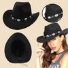 Black Cowboy Cowgirl Hat Wool Blend With Leather Band Sun Shading Hat