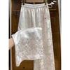Modern Jacquard Wide-Leg Women's Summer Pants: Loose, Straight, Slimming, Drape Design