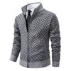 Men's Stand-Up Collar Knitted Cardigan - Thick Ribbed Velvet Sweater for Autumn/Winter (Middle-Aged & Elderly)