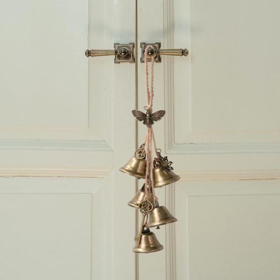 Halloween Door Knob Witch Bell Home Protection Vintage Handmade Indoor Outdoor Hanging Metal Bell Witchcraft Door Hanger Wicca Wind Chime Decoration