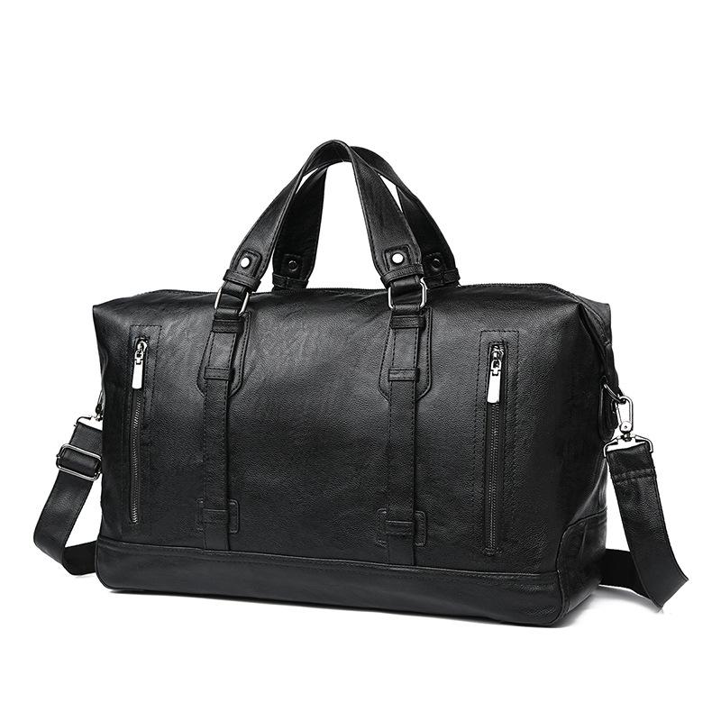 

Business Travel Bag Simple Shoulder Bag Crossbody Bag Fitness Bag Pu Anti-Splashing Large-Capacity Men S Bag чорний
