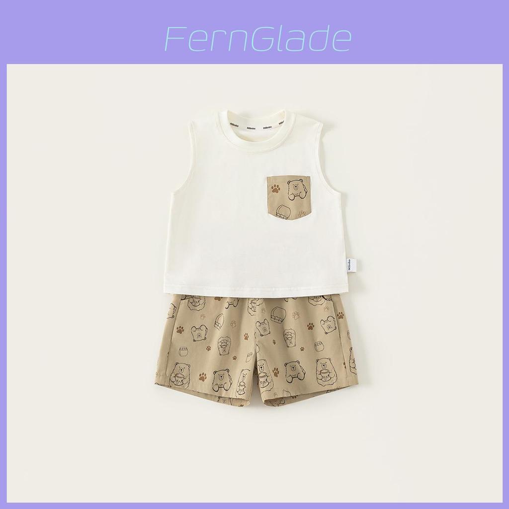 Cartoon Kids Summer Vest And Shorts Set With Cotton Fabric For Ages 3 To 8