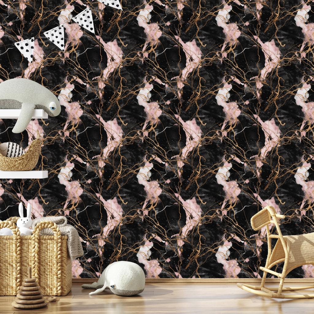 Marble Wallpaper Brown, Black, Graphite and Rust for Living Room and Bedroom 50x1000