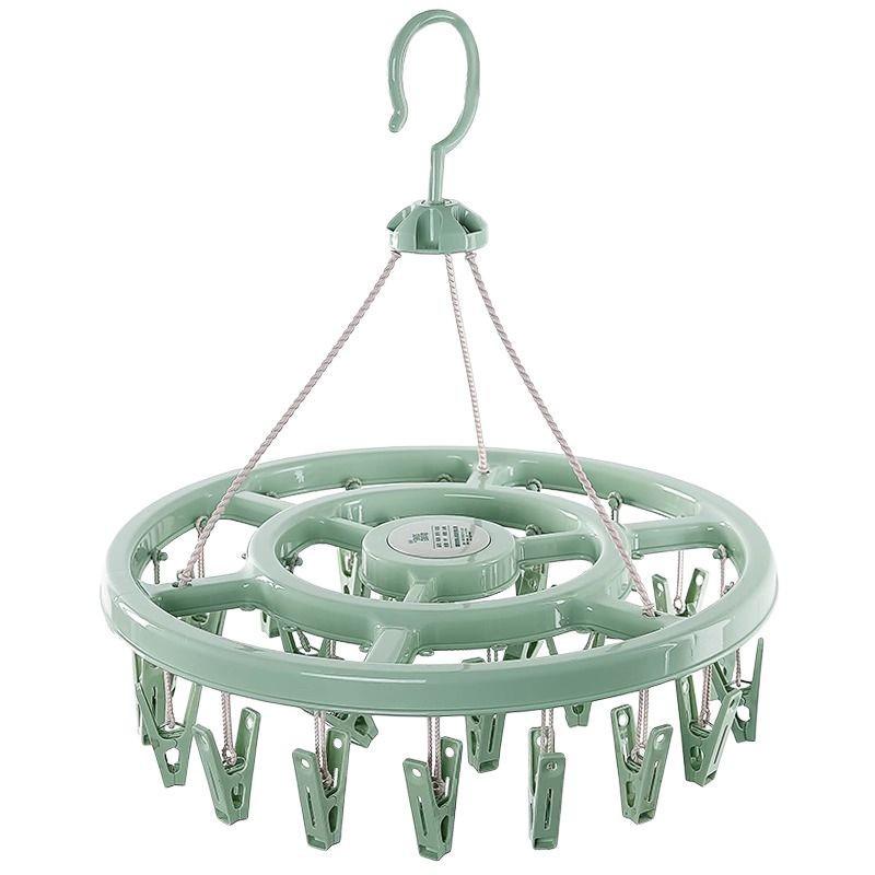 Windproof Plastic Drying Rack with 32 Clips for Children's Socks and Underwear