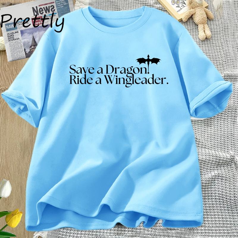 Save A Dragon Ride A Wingleader Tshirt Fourth Wing T-shirt Harajuku Basgiath War Graphic T Shirts Cotton Tees Woman Clothing