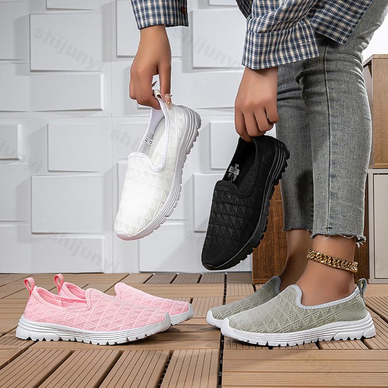 Mode Grandes Tailles Femmes Chaussures Fly Weave 2025 Été Nouveau Respirant Antidérapant Mode Ballerines Légères Confortables Chaussures Décontractées d'Extérieur