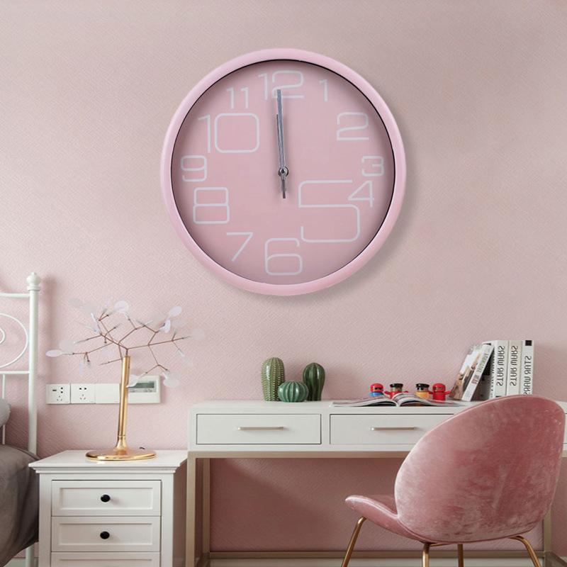 Wohnzimmer Zuhause Einfach Leichter Luxus Uhr Moderne Dekoration Macaron Farbe Wanduhr Rund Ins Stil Stille Quarz Uhr