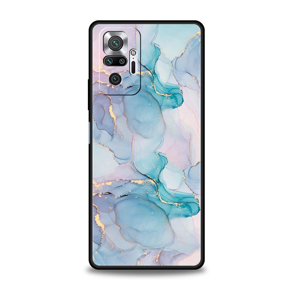 Watercolor Marble Phone Case For Xiaomi Redmi Note 14 13 5G 10 11 12 Pro Plus 4G 14C 13C 12C 10C Black Cover