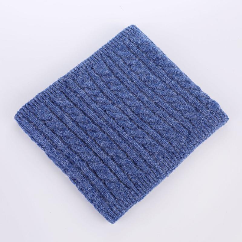 Winter solid color warm scarf double-sided twist fashion neck cover women's scarf knitted wool elastic single ring pullover hat