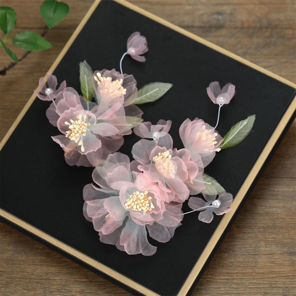 Flower Hair Clips Forks Chinese Hanfu Hair Accessories for Women Hairpin Fork Handmade Vintage Wedding Hair Jewelry Retro Crowns for Girl and Women