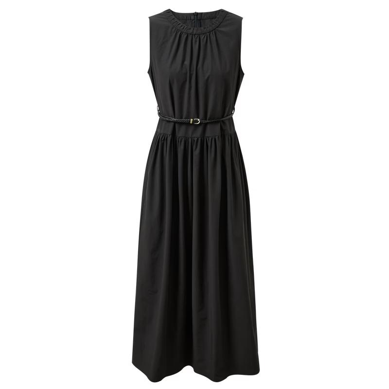 Women s Sleeveless Pleated A-Line Long Dress S