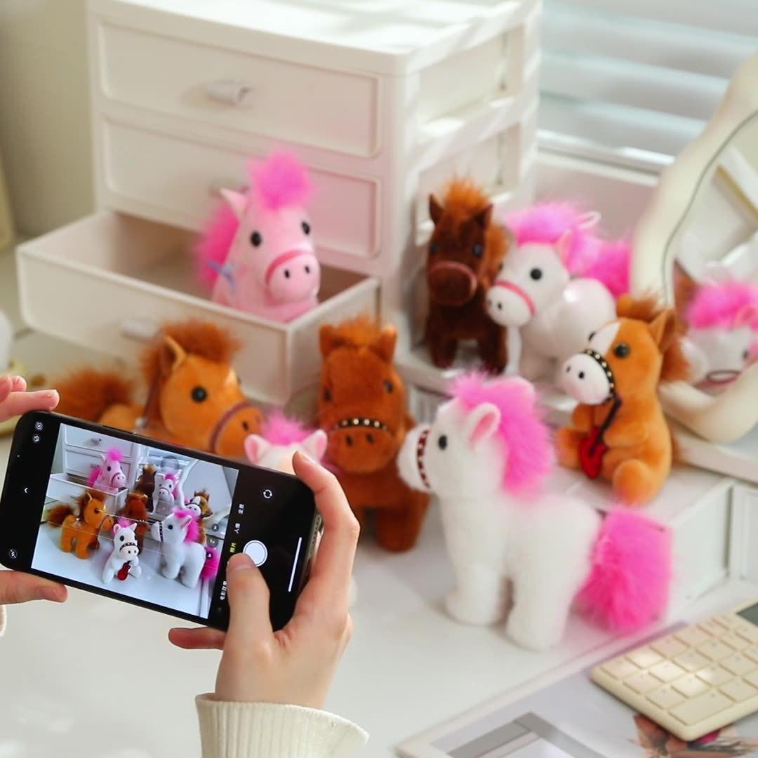 Internet celebrity pony doll plush toy children's zodiac doll rag doll black horse white horse year mascot