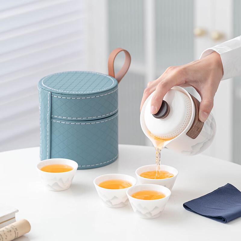 Mutton Fat Jade White Porcelain Lingxue Travel Tea Set