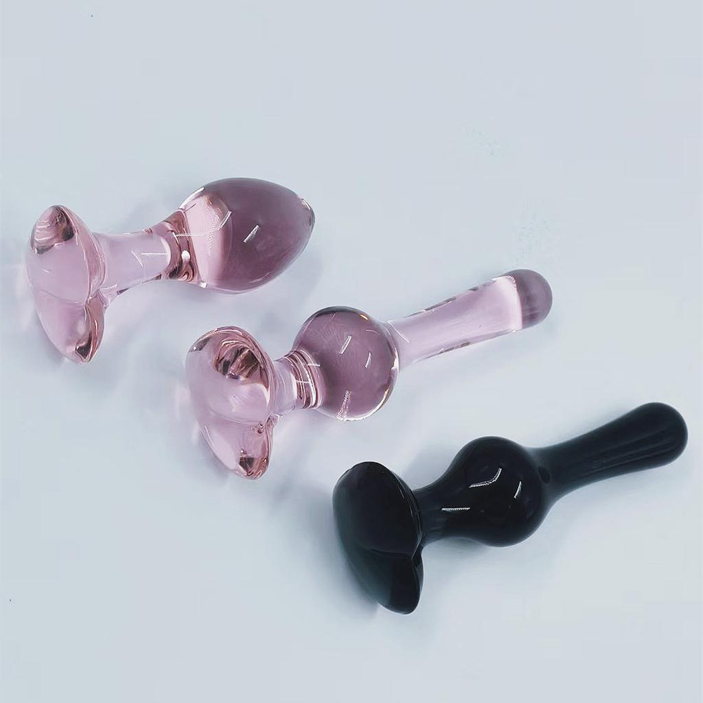 Glas Analplug Sexspielzeug für Frauen Rosa Herz Analstimulator Kristall Buttplug Frauen Männer Prostata Massage Vagina Analplug Kugeln
