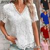 Women's Fashion Tops Lace Short-Sleeved T-Shirt