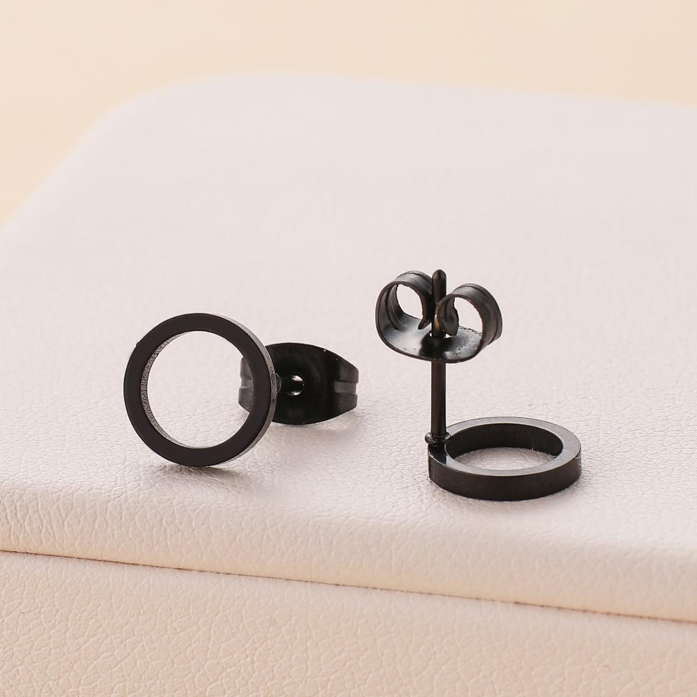 Stainless Steel Round Stud Earrings For Women Girl Gold Color Geometric Circle Fashion Ear Zircon Birthday Party Gift Wholesale